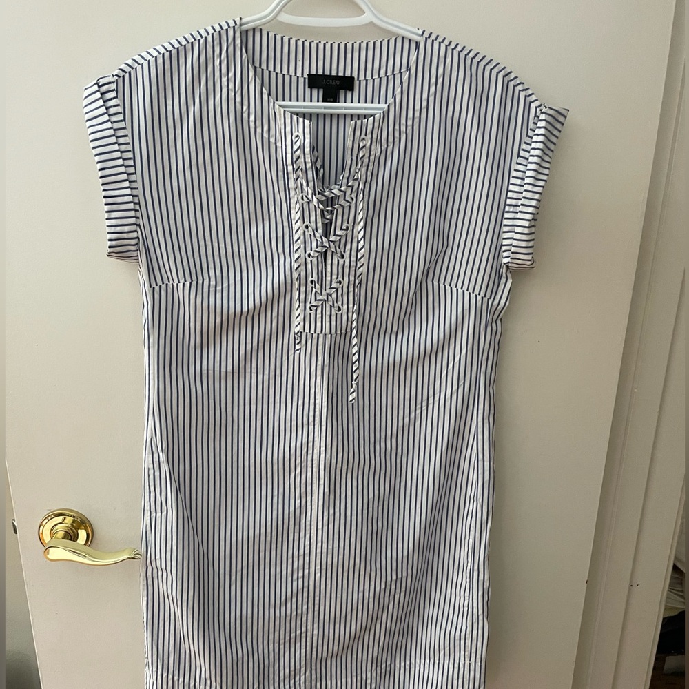 J.Crew Striped Lace-Up Shirt Dress